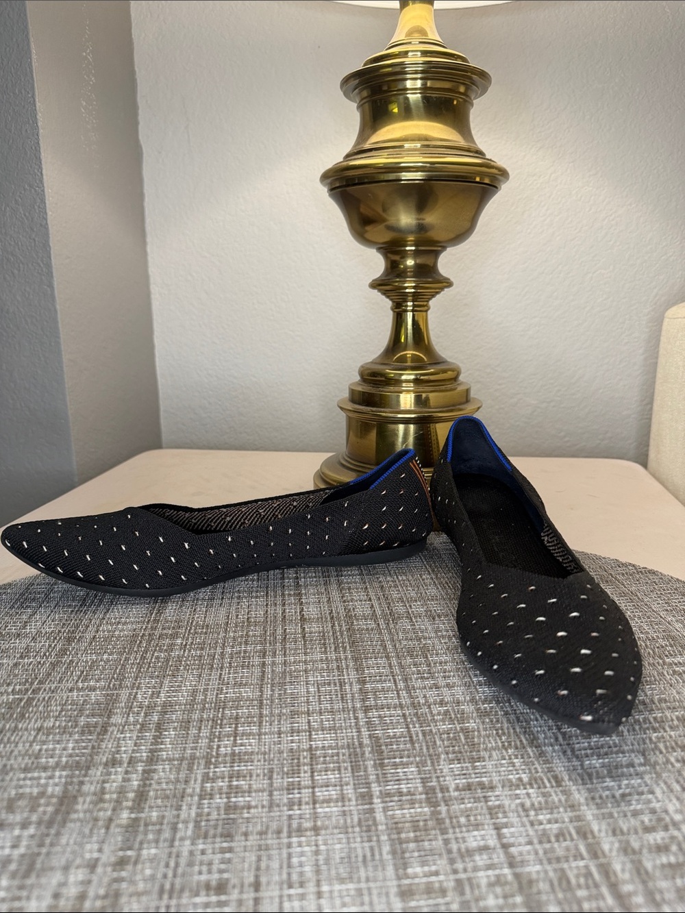 Rothy's Black Pointed Perforated Knit Flats